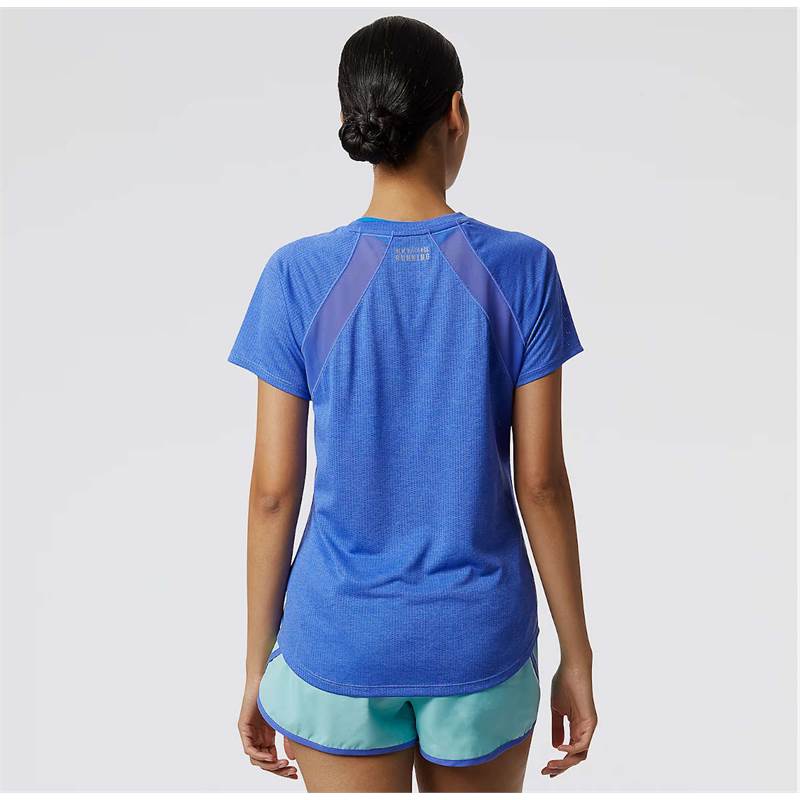 New Balance Womens Printed Impact Run SS Top-2